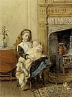 George Goodwin Kilburne Canvas Paintings - Minding Baby